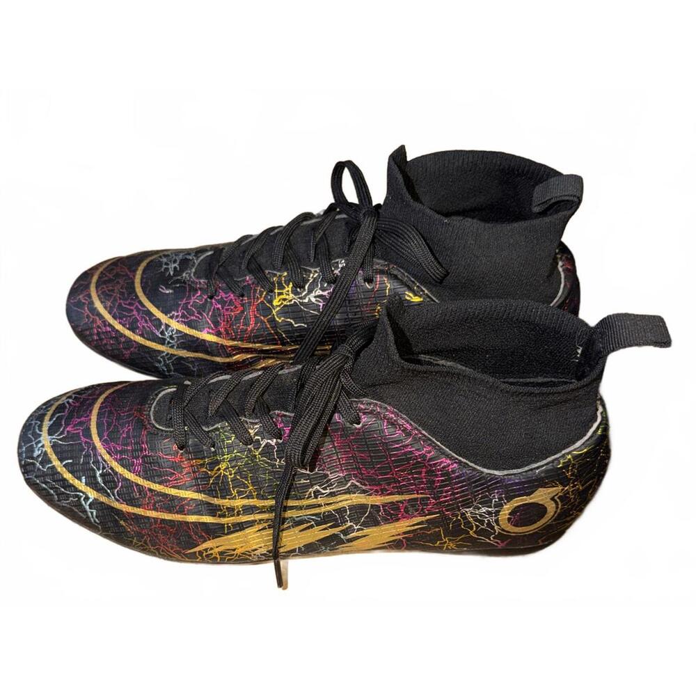 Athletic Soccer Cleats with Colorful Lightning Design SIZE WMEN 10.5 MEN 9.5